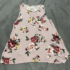 Torrid 1 Pink Floral Georgette Scoop Neck Shirttail Hem Flowy Tank Top‎